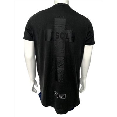 Черная мужская футболка K S C Y с черным принтом  №523