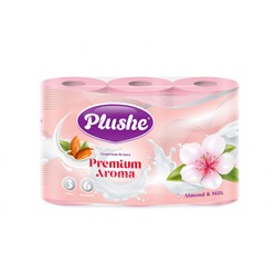 Туал бум PIushe Premium 3сл/6рул Миндаль и молоко