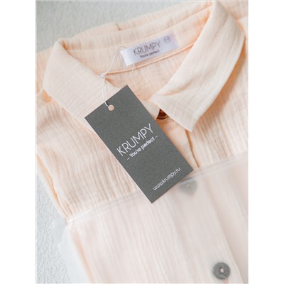 Женская муслиновая удлиненная рубашка персиковая