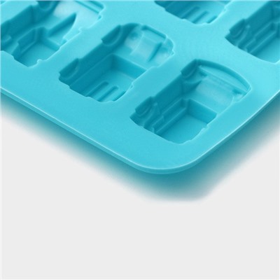 Форма силиконовая для льда и кондитерских украшений Доляна «Автомобили», 22×10×1,8 см, 20 ячеек, цвет МИКС