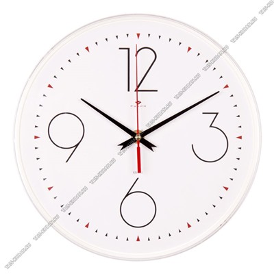 Часы (стекло/пластик) круг.d25см "Офис" белый,круп