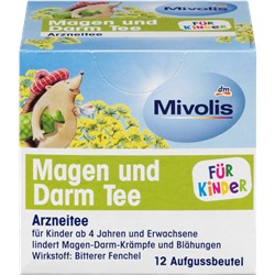 Mivolis Arznei-Tee, Magen und Darm Tee für Kinder Лекарственный чай при расстройствах пищеварения, вздутиях живота для детей с 4-х лет