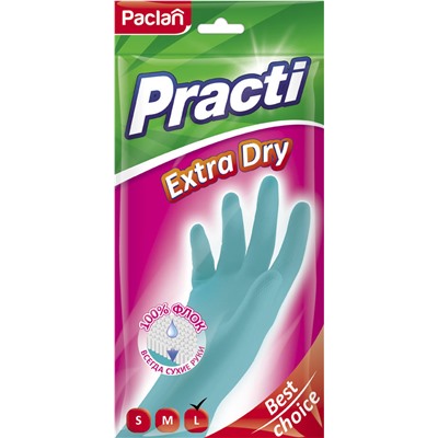 Перчатки резиновые Practi Extra Dry, размер L, Paclan