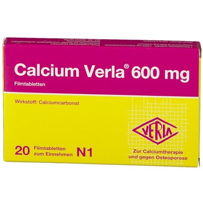 Calcium (Кальциум) Verla 600 mg Filmtabletten 20 шт