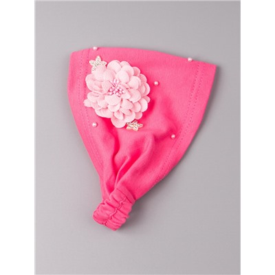 Косынка трикотажная для девочки на резинке, большой розовый цветок, фуксия