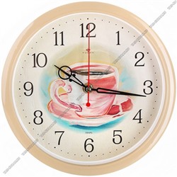 Часы (стекло/пластик) кругл.d22см "Чашка кофе" сли