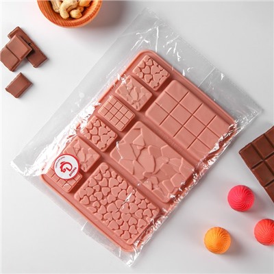 Форма силиконовая для шоколада Доляна «Шоколадное ассорти», 20×15 см, 9 ячеек, цвет розовый