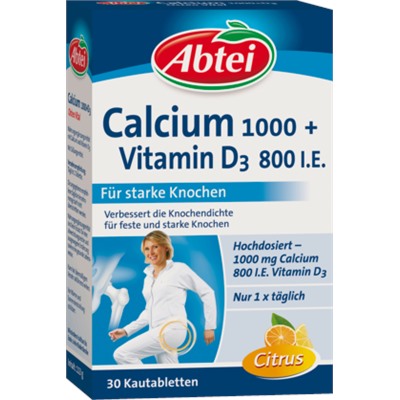 Abtei Кальций 1000 + Витамин D3 Osteo Vital Жевательные таблетки	, 30 шт