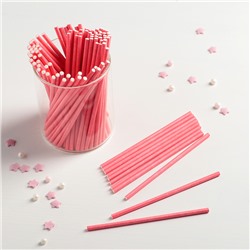 Палочки для кейкпопсов, 10×0,2 см, 100 шт, цвет розовый
