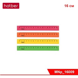 Линейка Пластиковая Hatber 16 см, цветная флуоресцентная, ассорти