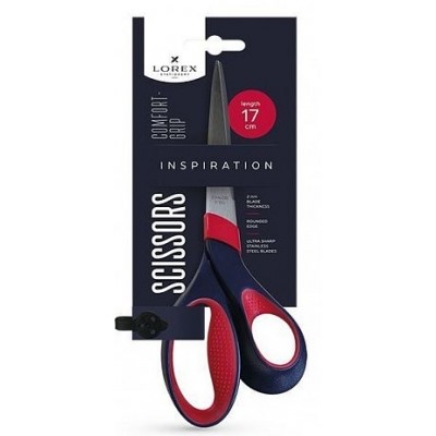 Ножницы 170мм COMFORT-GRIP INSPIRATION, чёрно-красные эргономичные, ручки пластиковые с резиновыми в