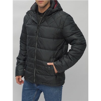 Куртка спортивная мужская с капюшоном черного цвета 62179Ch