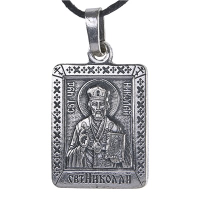 Образок мельхиоровый с ликом святителя Николая Чудотворца, серебрение