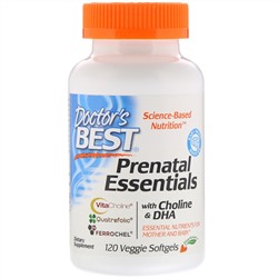 Doctor's Best, Prenatal Essentials, с холином и ДГК, 120 растительных мягких таблеток