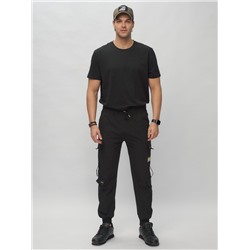 Брюки джоггеры спортивные с карманами мужские черного цвета 3073Ch