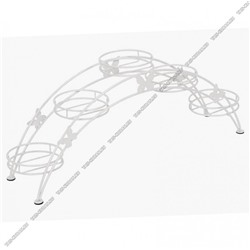 Подставка для цветов 5 корзинки на подоконник "Арка 5" (69х15,5см h25,5см)  корзинка d12cм,нагрузка 2кг,БЕЛОЕ СЕРЕБРО