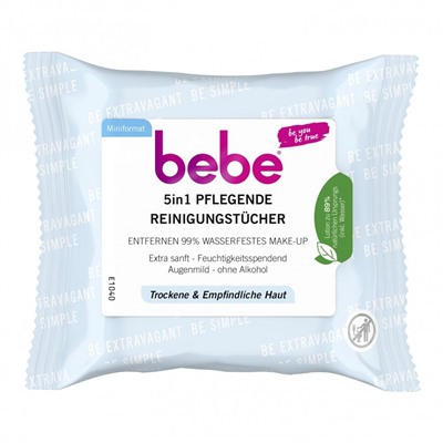 bebe 5in1 Pflegende Reinigungstucher Reisegrosse  Ухаживающие чистящие салфетки 5 в 1, дорожный размер