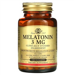 Солгар, мелатонин, 3 мг, 120 жевательных таблеток