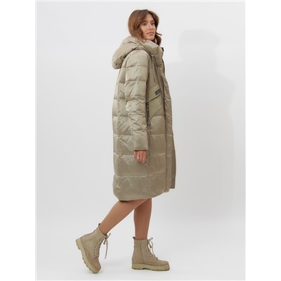 Пальто утепленное женское зимние бежевого цвета 11201B