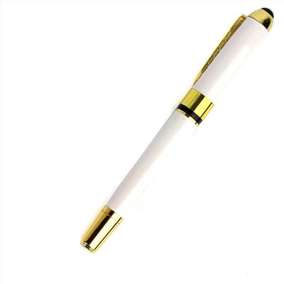 Ручка подарочная шариковая синяя 1,0мм круглый, белый, металлический корпус, подарочная упаковка