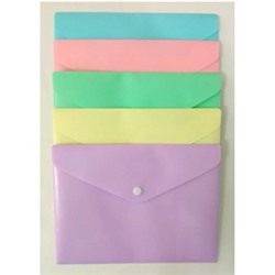 Папка-конверт на кнопке A5 Pastel 2шт (240x180 мм) 180 мкм, непрозрачная, 5 пастельных цветов ассорти