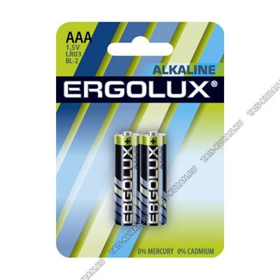 Бат. ERGOLUX "Alkaline" LR03- 2шт.мизинчик,блистер