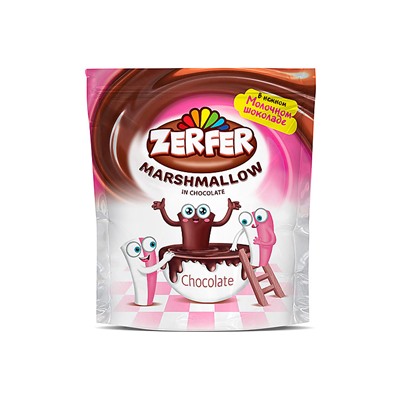 «Zerfer», маршмеллоу с клубнично-сливочным вкусом, в шоколаде, 80 г