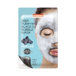 Маска для лица глубоко очищающая кислородная маскас древесным углем Purederm Deep Purifying Black O2 Bubble Mask Charcoal
