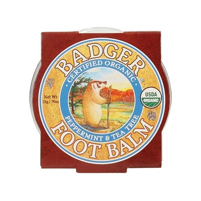 Badger Foot Balm Peppermint & Tea Tree  Бальзам для ног Мята перечная и чайное дерево