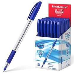 Ручка шариковая синяя 1,0мм U-109 Classic Stick&Grip Ultra Glide Technology, треугольная, рифленый д