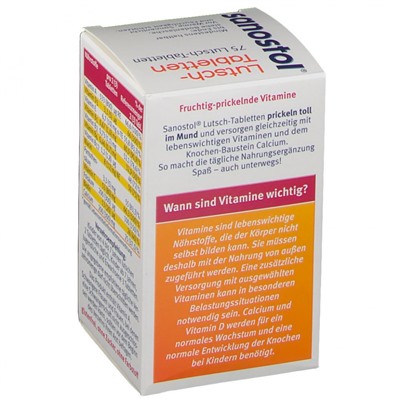 Sanostol (Саностол) Lutsch-Tabletten Леденцы с витаминами и кальцием для ежедневного приема, для детей от 4-х лет, 75 шт