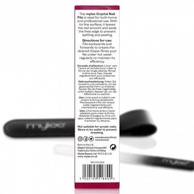 Mylee Kristall-Nagelfeile Schwarz 135 mm  Хрустальная пилочка для ногтей, черная, 135 мм