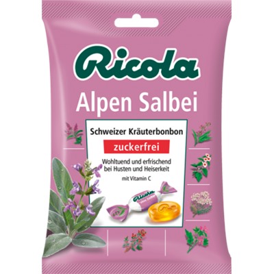 Ricola  Bonbon, Alpen-Salbei, zuckerfrei Рикола Конфеты с Шалфеем и Витамином С без сахара, 75 г