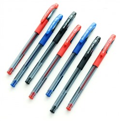 Ручка гелевая синяя 0,38мм OPUSS, игольчатый узел, резиновая манжета, тонированный корпус, металличе