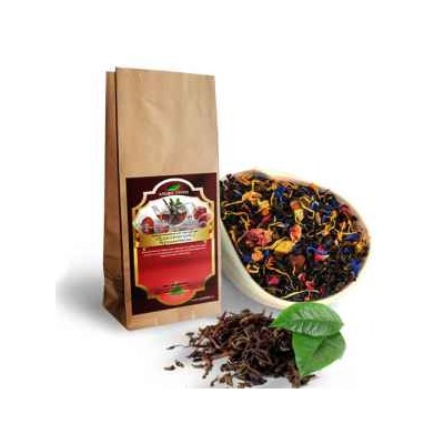 Озеро Рица (ароматиз.черный) Чай чёрный крупнолистовой, мелисса, рябина, пустырник, ананас кубик, аромат барбарис.