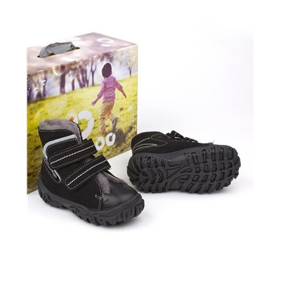 Ботинки детские мех 23026 кожа, МИЛАН черный