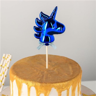 Топпер для торта «Единорог», 21×7 см, цвет синий