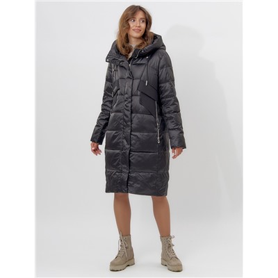 Пальто утепленное женское зимние черного цвета 11201Ch