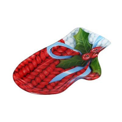 Блюдо стеклянное сервировочное Доляна «Рукавица. Вязка», 22,5×14×2 см, цвет красный