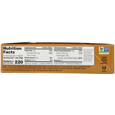 Bob's Red Mill, Bob's Better Bar, Peanut Butter Chocolate & Oats, 12 Bars, 1.76 oz (50 g) Each