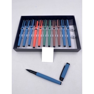 Ручка-роллер синяя COLORIO металлический корпус софт-тач