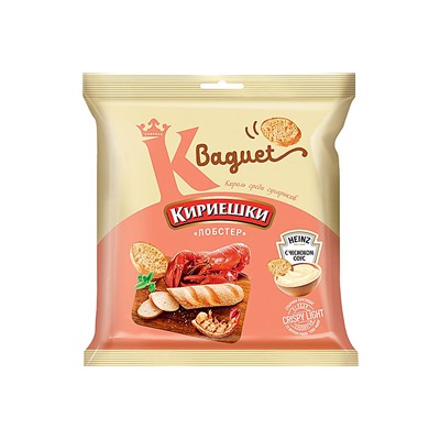 «Кириешки Baguet», сухарики со вкусом  лобстера и с чесночным соусом «Heinz», 70 г