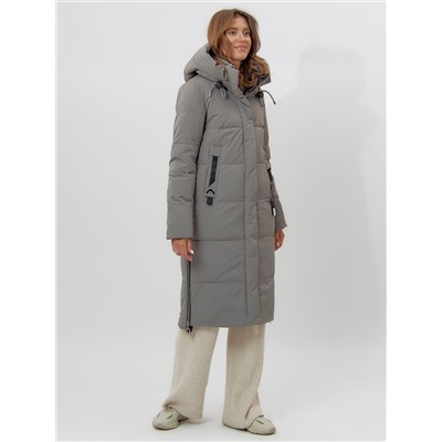 Пальто утепленное женское зимние бирюзового цвета 113135Br