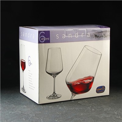 Набор бокалов для вина «Сандра», 450 мл, 6 шт, цвет белый