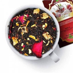Чай черный "Для любимых" Черный чай с кусочками персика, лепестками роз и цедрой цитрусовых, лепестками василька с жизнерадостным ароматом апельсина.  1340