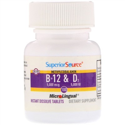 Superior Source, Methylcobalamin B-12 & Vitamin D3, 100 Tablets