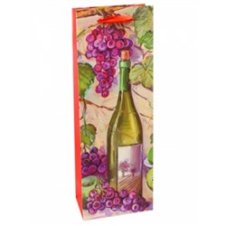 Пакет подарочный Натюрморт с вином и виноградом (с матовой ламинацией) 12x36x8,5 см