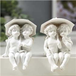 Сувенир полистоун "Белоснежные ангелочки под зонтом" 9х4,7х5,5 см МИКС