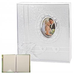 Фотоальбом магнитный 12 листов Свадебный, твёрдая обложка, отделка- ткань, рамка для фото, декоратив