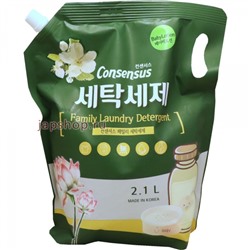 Consensus Liquid Laundry Detergent Суперконцентрированное жидкое средство для стирки для всей семьи, аромат детского лосьона, мягкая упаковка, 2,1 л(8809345053335)